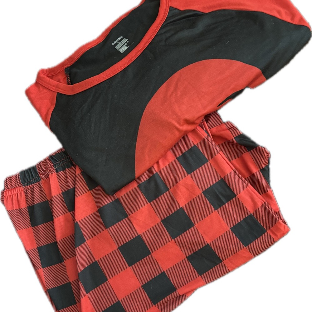 Boboking - Red and Black Adult Christmas Long-John Pajamas L (fits like XL)